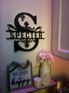 Personalized Metal Name Signs, Split Letter Monogram Wall Decor, Custom Last Name Sign, Family Name Sign for Outdoor, Personalized Wedding Gift, Garden Decor, Metal Wall Art, Housewarming Gift (MonogramDesign_4)