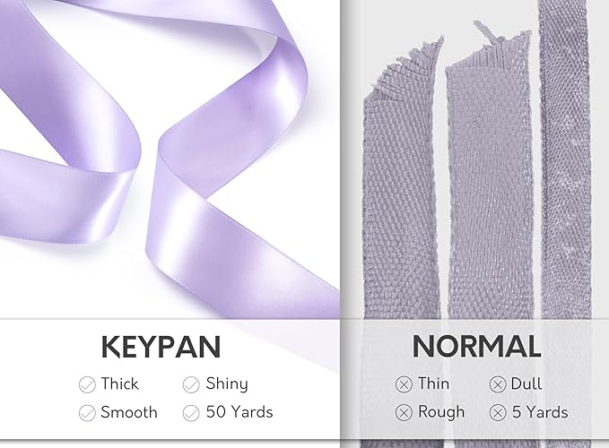 Lavender Satin Ribbon 1-1/2 Inch x 50 Yards Double-Faced Ribbons for Gift Wrapping Crafts Flower Bouquet Wedding Paper Bows Invitations