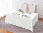 Surmente 2 Pack White Rectangle Tablecloth 90 x 132-inch Rectangular Polyester Table Cloth for Weddings, Banquets, or Restaurants