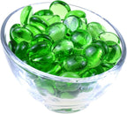 KINGOU Flat Glass Gems/Marbles/Stones/Beads for Vase Filler, Table Scatter, Games - 1 Lbs (17-19mm, Approx. 3/4")-Green Luster