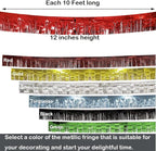 4 Pack Total 40 Feet Foil Fringe Garland Metallic Wall Hanging Drapes Tassel Skirting Tinsel Streamers Decorations for Parade Float Trailer Mardi Gras Party Birthday Wedding (Red)