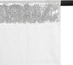Poise3EHome 5Ft x 7Ft Silver Sequin Backdrop, Glitter Thick Satin Sequin Background Drapes, Sparkly Photography Curtain, Sequence Xmas Thanksgiving Backdrop for Wedding Party Holiday Festival Decor