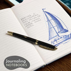 SETTINI Lined Journal, Ideal for Journaling - A5 Vegan Leather Notebook, 192 Archival-Quality Pages, QuillEase Bleed-Free Paper, Inner Pocket & Bookmark - Whale Gifts for Women & Men, Navy Whale