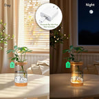 2Pcs Plant Propagation Station with Mountain-Shaped Bottom - Hydroponic Glass Vases, Wooden Base with Lighting, Terrarium Jars for Indoor Growing, Desktop Vivarium, Ideal Gifts for Plant Lovers