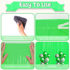 2 Pack Pastel Green Foil Fringe Backdrop Curtains, Tinsel Streamers Party Decorations, Fringe Backdrop for Baby Shower, Birthday Party