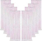 ShinyBeauty 8 Panels Iridescent White Sequin Backdrop | 2Ft x 8Ft Sparkly Photo Booth Background | Glitter Curtains for Baby Showers & Events | Durable & Elegant Shimmer Backdrop