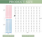 Tulle Backdrop Curtain with Lights String 10FT X 10FT Pink and Blue Sheer Tulle Backdrop Curtains for Wedding Birthday Party Reception Photo Booth Background Decorations (2 Panels 5x10FT)
