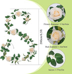 U'Artlines 3 Pack Artificial Champagne Rose Vines Floral Garlands Total 19.5 Ft Fake Vine Silk Flower Garland for Indoor Outdoor Home Wedding Arch Garden Wall Decoration