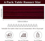 Velvet Table Runner 20 x 120 Inches 10ft Luxurious Thick Soft Velvet Christmas Thanksgiving Wedding Reception Table Runner for Party Reception Decorations(Burgundy, 6 Pack)