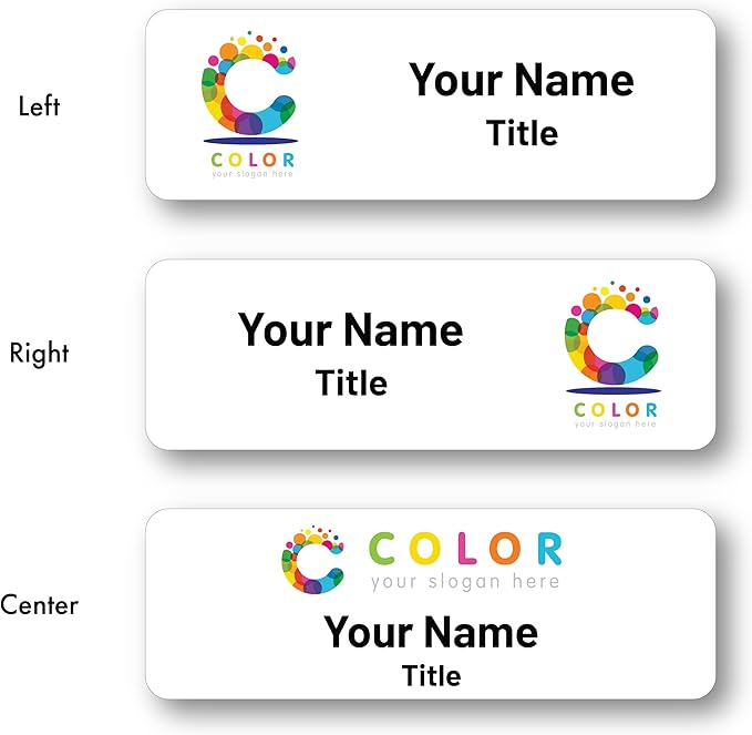 Custom Name Tags - Full Color Logo Name Tags - Scratch Resistant Metal Front & Hard Plastic Back (1.5 x 3 Inch, Silver)