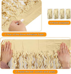 4 Pack Wavy Champagne Gold Metallic Tinsel Foil Fringe Curtains Backdrop - 3.3X6.6ft Foil Fringe Backdrop for Parties | Door Streamers for Birthday | Photo Booth Backdrops Party Decor