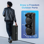 25.9''Karaoke Machine with 2 Wireless Microphones, 5.3 Speakers Bluetooth Speaker for Adults New Party Portable PA System Outdoor Bluetooth with 8” Woofer Wireless with Party Light(Recordable)