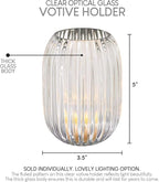 Serene Spaces Living Clear Optical Glass Votive Holder, Perfect for Weddings and Home Décor, Measures 5" Tall and 3.5" Diameter