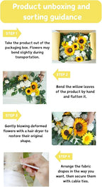 Artificial Arch Flowers Kit(Pack of 4),2Pcs Artificial Flower Arch Decor, 2Pcs Drapes, Ceremony and Reception Background Rose Decoration, Rose Sunflower Floral and Outdoor Party Decor