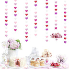 Purple Hot-Pink Red Party-Decoration Heart-Garland - 52ft Galentines Hanging Paper Streamers Banner, Proposal Anniversary Romantic Birthday Baby Shower Rustic Wedding Decor Hugfond