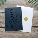 Navy Blue Laser Invitation Card, Palme Invitation Jacket for 5X7 card, Fit for Wedding Engagement Birthday Celebration Party 20 Sets (navy blue)