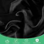 fani 12 Pack 108 Inch Black Satin Tablecloth - Premium Bright Silky Round Tablecloth Overlay Smooth Fabric Table Cover, Table Decoration for Wedding Party Banquet Events Restaurant Kitchen Dining