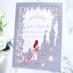 20PCS Castle Pocket Invitations, Quinceanera Invitations with Envelopes, Princess Invitation, Laser Cut quince invites (purple)