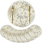 Artoid Mode Beige Snowflake Let It Snow Winter Placemats Set of 8, 14 Inch Seasonal Christmas Xmas Round Table Mats for Dining Decoration