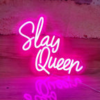 Slay Queen Neon Sign Slay Neon Signs for Wall Decor, LED Light Sign for Bedroom Preppy Girl Aesthetic Room Dorm Decor Y2k Bar Party, 12.5" x 10.7"