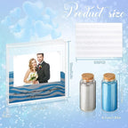 Sand Ceremony Kit for Wedding Includes Clear Acrylic Unity Sand Ceremony Photo Frame 2 Pack Photo Fixing Corner Stickers and 2 Glass Unity Holder for Wedding Home Decor(Blue, Gray)
