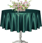 KKJIAF 1 Pack Round Table Cloths 90 Inch, Hunter Green Overlay Round Satin Table Cover, Silky Satin Dining Tablecloths for Wedding Buffet Parties Banquet Decoration