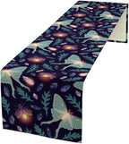 Moth Table Runner, Retro Boho Aesthetic Blue Moth Magic Table Runner for Home Kitchen Dining Party Indoor Outdoor Decoration 13x70 Inch