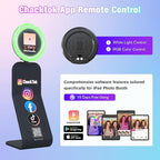 MWE Portable Photo Booth Stand Compatible with Any iPad Photo Booth with Software APP and Remote Control, RGB Ring Lights Music Sync,Logo Customization (Black, Large Box-Honeycomb Box)