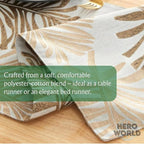 Monstera Leaf Table Runner – Elegant Fabric Table Centerpiece, Machine Washable, Gold or Green, 71"/83"/94" Length, 13" Width (Green/94)