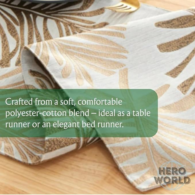Monstera Leaf Table Runner – Elegant Fabric Table Centerpiece, Machine Washable, Gold or Green, 71"/83"/94" Length, 13" Width (Green/83)