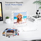 Acrylic Picture Frames. 5×5inch 6Pack - Double-Sided Scalloped Photo Frame, 20mm Ultra-Clear Block, Modern Desktop Display for Home/Office Decor (6 Pack, 5X5)