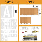 15 PCS Custom Banner Set DIY Blank Flags with Letter Stencil Markers Ribbon Personalized Painting Banner for Party Birthday