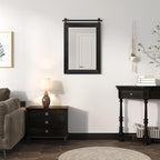 COGOOD Farmhouse Barn Door Mirror - 17 x 26 Rustic Wood Framed Wall Mirror for Bathroom, Living Room, Entryway Wall Decor (Black)