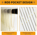 Ivory Tulle Backdrop Curtain with Lights String - 10x10ft Sheer Backdrop with 300 LEDs for Wedding, Baby Shower, Bridal Shower, Birthday Party Photo Shoot Background and Home Decorations