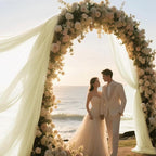 Wedding Arch Draping Fabric 29" x 18 FT Light Yellow Sheer Chiffon Outdoor Curtain Drapes for Wedding Birthday Party Ceremony Decor(2 Panels, Light Yellow)