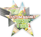 KETABAO – 5" Personalized Star Magnetic Photo Picture Magnet - Custom Refrigerator and Car Magnets for Decorations and Gifts
