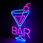 Cocktail Neon Sign - Martini Glass LED Bar Light, Retro Home Pub Wall Art, Dimmable Bar Decor, Gifts for Bartenders & Cocktail Lovers
