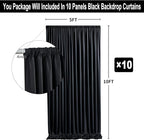 50ft x 10ft Thick Champagne Backdrop Curtains for Parties, 10 Panels 5ft x 10ft Non See Through Black Polyester Wedding Drapes Photo Backdrop for Birthday Party Graudation Photography Home Decor
