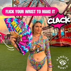 Kandies World Custom Festival Folding Hand Fan - Unique Designs, Made of Bamboo, Clacking Sound, Lightweight - Perfect Rave and Festival Accessory!