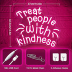 Treat People with Kindness Neon Sign,Pink Led Neon Signs for Wall Decor,Dimmable Inspiring Letter Neon Lights USB Be Kind Light Up Signs for Bedroom Classroom Kids Room,Gift for Boys Girls