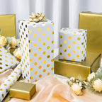 Burymento Platinum Dots Wrapping Paper, Reversible Gold Gift Wrap for Birthday, Valentines, Mothers day, Graduation, Wedding, Fathers day, Baby Shower, Christmas (17in x 32.8ft)