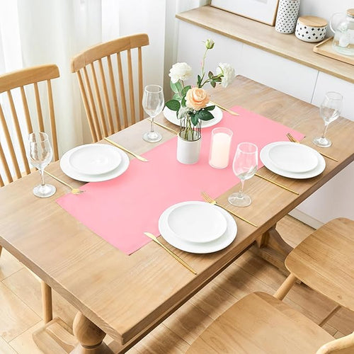 2 Pack Pink Small Short Table Runner 12 x 36 Inch Solid Color Runners Coffee Table Dresser for Daily Party Home Decoration