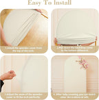 7.2FT 6FT Arch Backdrop Cover for Wedding, Set of 2 Stretchy Spandex Fitted Arch Stand Cover for Baby Shower, Birthday Party Decor, Chiara Backdrop Cover with Double-Sided Design(Beige)
