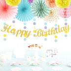 Pastel-Rainbow Classroom Girls Birthday Party-Decorations - 21pcs Happy Banner Decor, Colorful Paper Streamers Lanterns,Tissue Pom Poms Fan,Hanging Honeycomb Garland, Two Sweet Easter Supplies Huglony