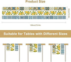 Lemon Table Runner,Watercolor Blue Fruits Green Leaves Print Table Cloth Kitchen Dining Table Home Party Decoration 13x120 Inch