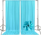 10ft x 10ft Sky Blue Backdrop Curtains for Parties, Fabric Satin Background Curtain with Rod Pockets for Weddings, Birthday, Baby Shower, Photography, Graduation Party Backdrop Drapes, 2 Panels