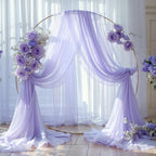 Wedding Arch Draping Fabric,2 Panels 18FT Purple Sheer Chiffon Curtain Drapes 6 Yards for Wedding Ceremony Birthday Party Decoration