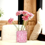 DomeStar Dazzling Pink Ice Rocks, 180PCS Holographic Acrylic Crushed Ice Sparkling Fake Diamonds Holographic Plastic Gems for Vases Fillers Table Scatter Decoration