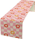 Vintage Floral Table Runner,60s Retro Color Funky Hippie Print Table Cloth Kitchen Dining Table Home Party Decoration 13x36 Inch