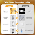 Brightown 300 LED Curtain String Lights, 9.8 FT Hanging Fairy Lights with Remote, 8 Modes, Connectable Waterproof Window Lights for Bedroom Backdrop Wedding Outdoor Christmas Party, Multicolor